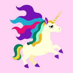 Cartoon unicorn. Vector clip art illustration 