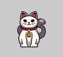 Maneki Neko doll logo icon illustration design. Japanese lucky doll