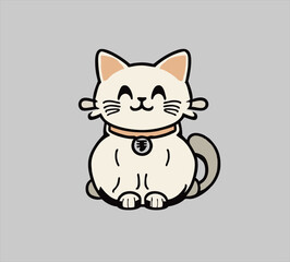 Maneki Neko doll logo icon illustration design. Japanese lucky doll