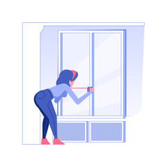 Taking room measurements isolated concept vector illustration.