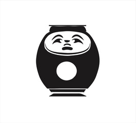 Daruna doll vector design silhouette japanese doll vector inspiration template icon
