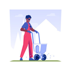 Lawn fertilization isolated concept vector illustration.