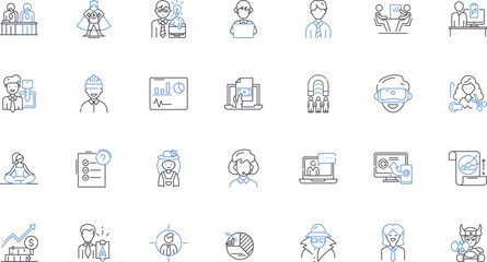 Employment trade line icons collection. Job, Trade, Employment, Labor, Workplace, Occupation, Profession vector and linear illustration. Vocation,Career,Workforce outline signs set