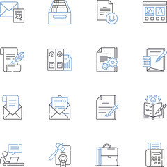 Prose line icons collection. Expression, Narrative, Style, Language, Emotion, T, Insight vector and linear illustration. Reflection,Creativity,Voice outline signs set