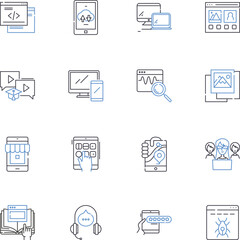 Pad line icons collection. Note-taking, Versatile, Compact, Portable, Digital, Writing, Productivity vector and linear illustration. Convenient,Innovation,Sleek outline signs set