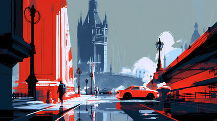 Illustration of the beautiful city of London. United Kingdom - obrazy, fototapety, plakaty