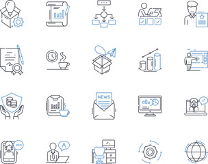 Joint venture management line icons collection. Collaboration, Synergy, Partnership, Integration, Alignment, Alliances, Co-creation vector and linear illustration. Co-opetition,Interdependence,Shared