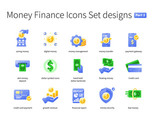 Money Finance Icons Set designs