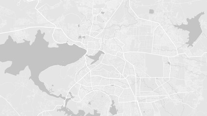 White and light grey Bhopal city area vector background map, roads and water illustration. Widescreen proportion, digital flat design.