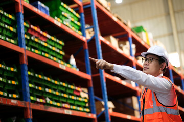 Group of Industrial workers working at warehouse factory.