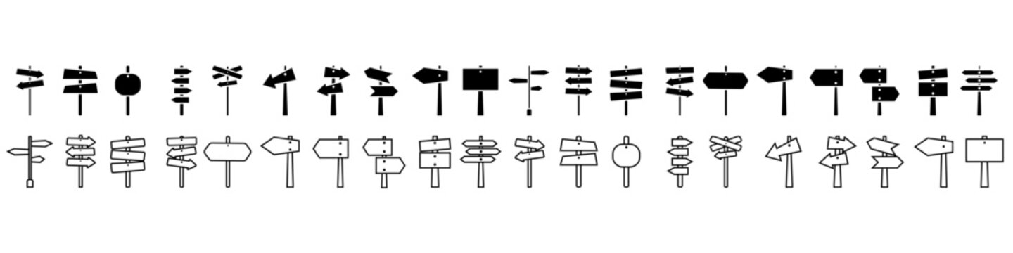 Naklejki Direction board icon vector set. pointer illustration sign collection. route symbol.