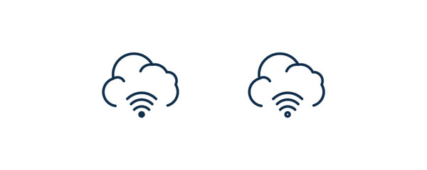 cloud with connection icon. Outline and filled cloud with connection icon from user interface collection. Line and glyph vector. Editable cloud with connection symbol can be used web and mobile
