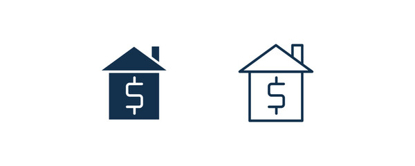 house value icon. Outline and filled house value icon from user interface collection. Line and glyph vector. Editable house value symbol can be used web and mobile