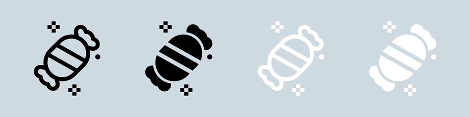 Candy icon set in black and white. Lollipop signs vector illustration.