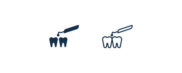 interproximal icon. Outline and filled interproximal icon from dental health collection. Editable interproximal symbol.