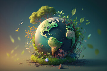 Naklejka premium The concept of Green Environment, Earth Day Illustration Created using Generative AI Tools