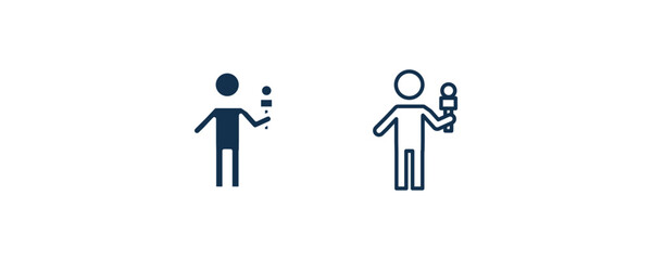 foreign reporter icon. Outline and filled foreign reporter icon from people and relation collection. Line and glyph vector. Editable foreign reporter symbol can be used web and mobile