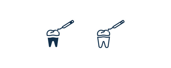 tooth filling icon. Outline and filled tooth filling icon from dental health collection. Editable tooth filling symbol.