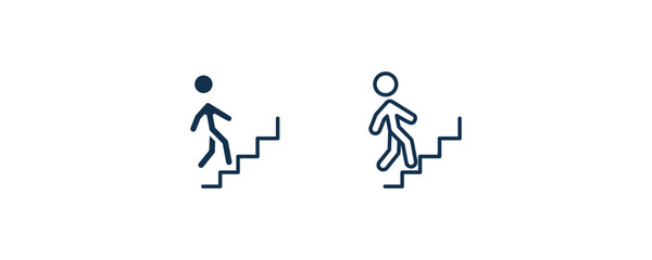 walking downstairs icon. Outline and filled walking downstairs icon from people and relation collection. Line and glyph vector. Editable walking downstairs symbol can be used web and mobile