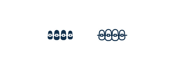 dental brackets icon. Outline and filled dental brackets icon from dental health collection. Editable dental brackets symbol.