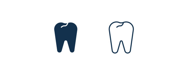 dental icon. Outline and filled dental icon from dental health collection. Editable dental symbol.