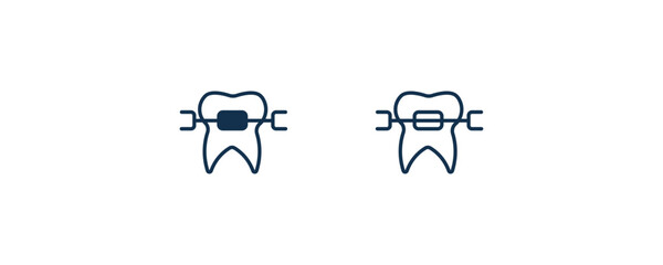 brackets icon. Outline and filled brackets icon from dental health collection. Editable brackets symbol.