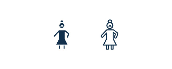 bearded woman icon. Outline and filled bearded woman icon from people and relation collection. Line and glyph vector. Editable bearded woman symbol can be used web and mobile