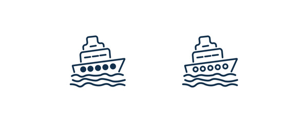 ferry signs icon. Outline and filled ferry signs icon from transportation collection. Line and glyph vector isolated on white background. Editable ferry signs symbol can be used web and mobile