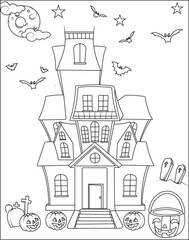 funny halloween coloring page for kids and adults 