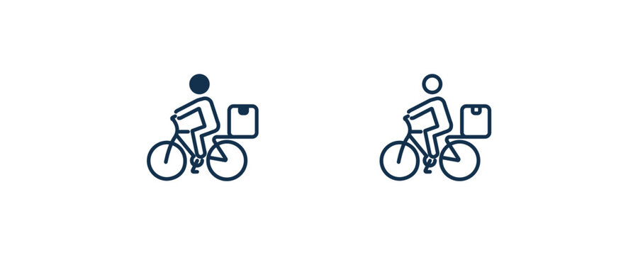 delivery bike icon. Outline and filled delivery bike icon from transportation collection. Line and glyph vector isolated on white background. Editable delivery bike symbol can be used web and mobile