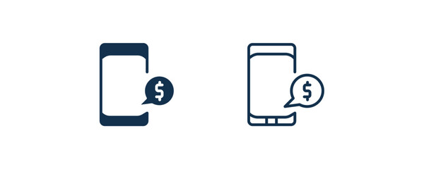 receive money message icon. Outline and filled receive money message icon from technology collection. Line and glyph vector isolated on white background. Editable receive money message symbol.