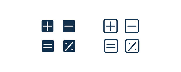 mathematical operations icon. Outline and filled mathematical operations icon from technology collection. Line and glyph vector isolated on white background. Editable mathematical operations symbol.
