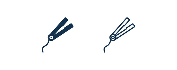 hairdressing tools icon. Outline and filled hairdressing tools icon from technology collection. Line and glyph vector isolated on white background. Editable hairdressing tools symbol.