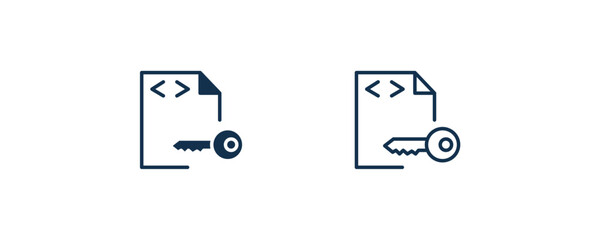 encripted file icon. Outline and filled encripted file icon from information technology collection. Line and glyph vector isolated on white background. Editable encripted file symbol.