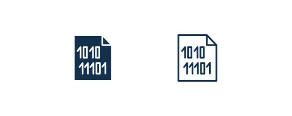 binary file icon. Outline and filled binary file icon from information technology collection. Line and glyph vector isolated on white background. Editable binary file symbol.