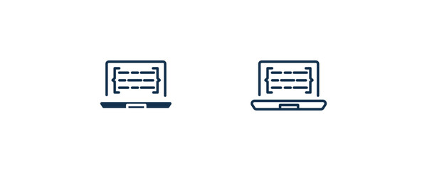 code listing icon. Outline and filled code listing icon from information technology collection. Line and glyph vector isolated on white background. Editable code listing symbol.