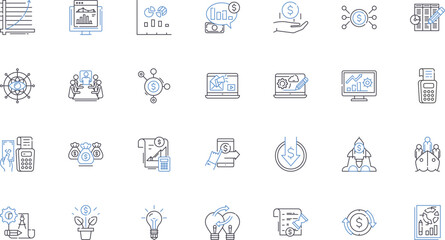 Market rating line icons collection. Evaluation, Score, Ranking, Assessment, Grade, Index, Rating vector and linear illustration. Review,Report,Analysis outline signs set
