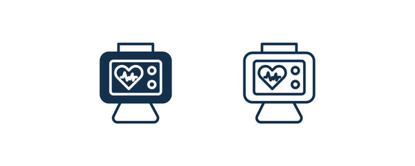 heart rate monitor icon. Outline and filled heart rate monitor icon from medical and healthcare collection. Line and glyph vector isolated on white background. Editable heart rate monitor symbol.