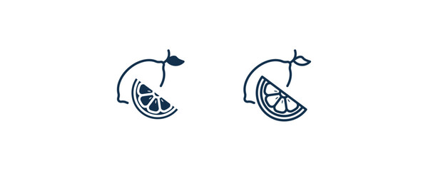 Naklejka premium lemon icon. Outline and filled lemon icon from vegetables and fruits collection. Line and glyph vector isolated on white background. Editable lemon symbol.