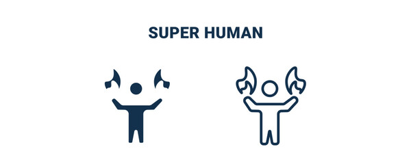super human icon. Outline and filled super human icon from feeling and reaction collection. Line and glyph vector isolated on white background. Editable super human symbol.