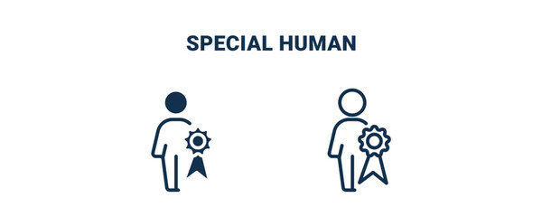 special human icon. Outline and filled special human icon from feeling and reaction collection. Line and glyph vector isolated on white background. Editable special human symbol.