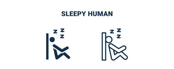sleepy human icon. Outline and filled sleepy human icon from feeling and reaction collection. Line and glyph vector isolated on white background. Editable sleepy human symbol.