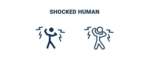 shocked human icon. Outline and filled shocked human icon from feeling and reaction collection. Line and glyph vector isolated on white background. Editable shocked human symbol.