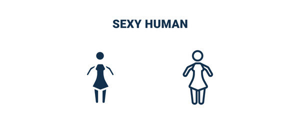 sexy human icon. Outline and filled sexy human icon from feeling and reaction collection. Line and glyph vector isolated on white background. Editable sexy human symbol.