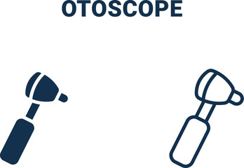 otoscope icon. Outline and filled otoscope icon from medical collection. Line and glyph vector isolated on white background. Editable otoscope symbol