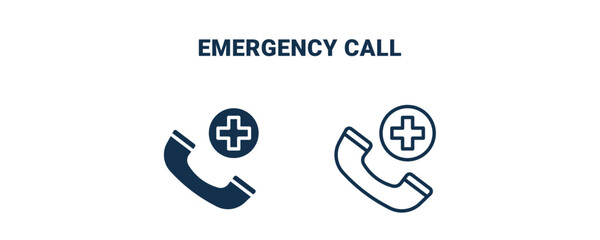 emergency call icon. Outline and filled emergency call icon from medical collection. Line and glyph vector isolated on white background. Editable emergency call symbol