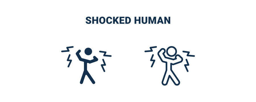 shocked human icon. Outline and filled shocked human icon from feeling and reaction collection. Line and glyph vector isolated on white background. Editable shocked human symbol.