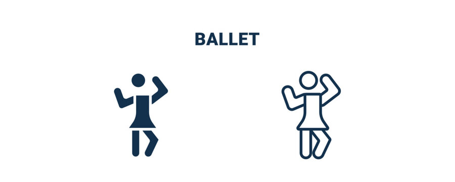 ballet icon. Outline and filled ballet icon from museum and exhibition collection. Line and glyph vector isolated on white background. Editable ballet symbol.