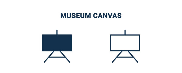 Obraz premium museum canvas icon. Outline and filled museum canvas icon from museum and exhibition collection. Line and glyph vector isolated on white background. Editable museum canvas symbol.