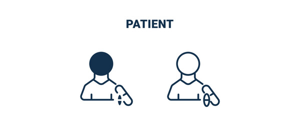 patient icon. Outline and filled patient icon from medical collection. Line and glyph vector isolated on white background. Editable patient symbol